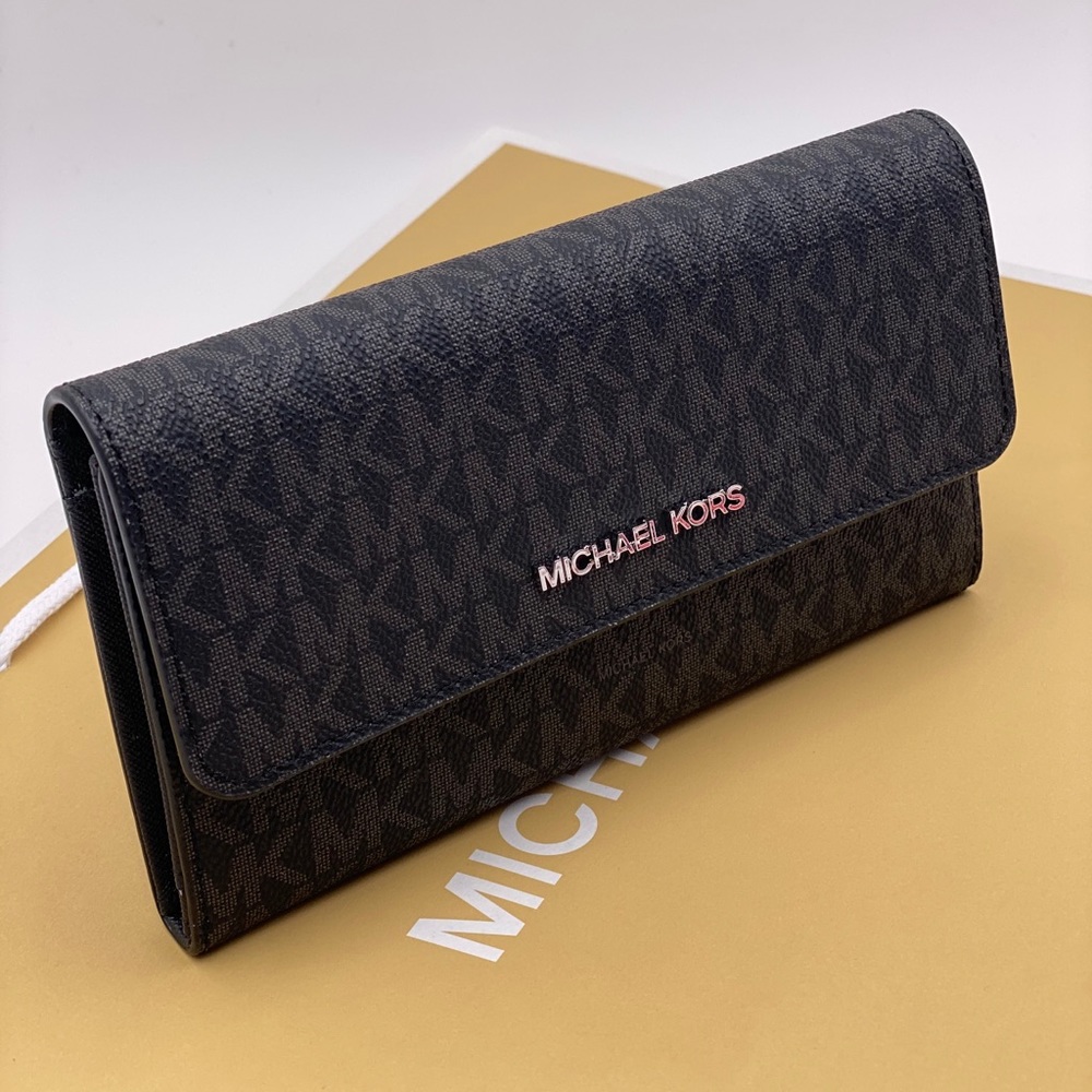 Michael Kors Jet Set Travel Trifold Wallet Black - Picture 3 of 11
